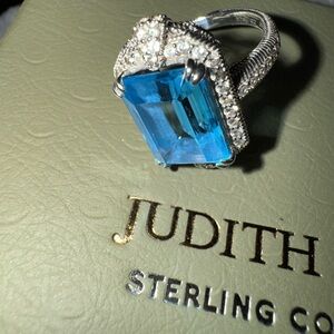 Judith Ripka Sterling Silver Blue Topaz Gemstone Ring